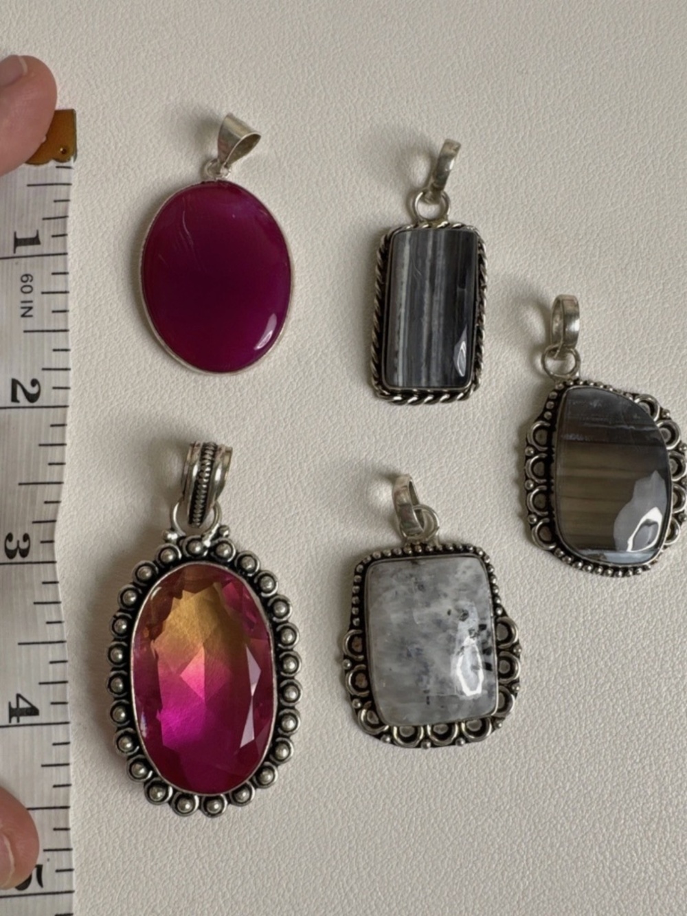 Genuine Gemstone Pendant Lot - 5 Pieces